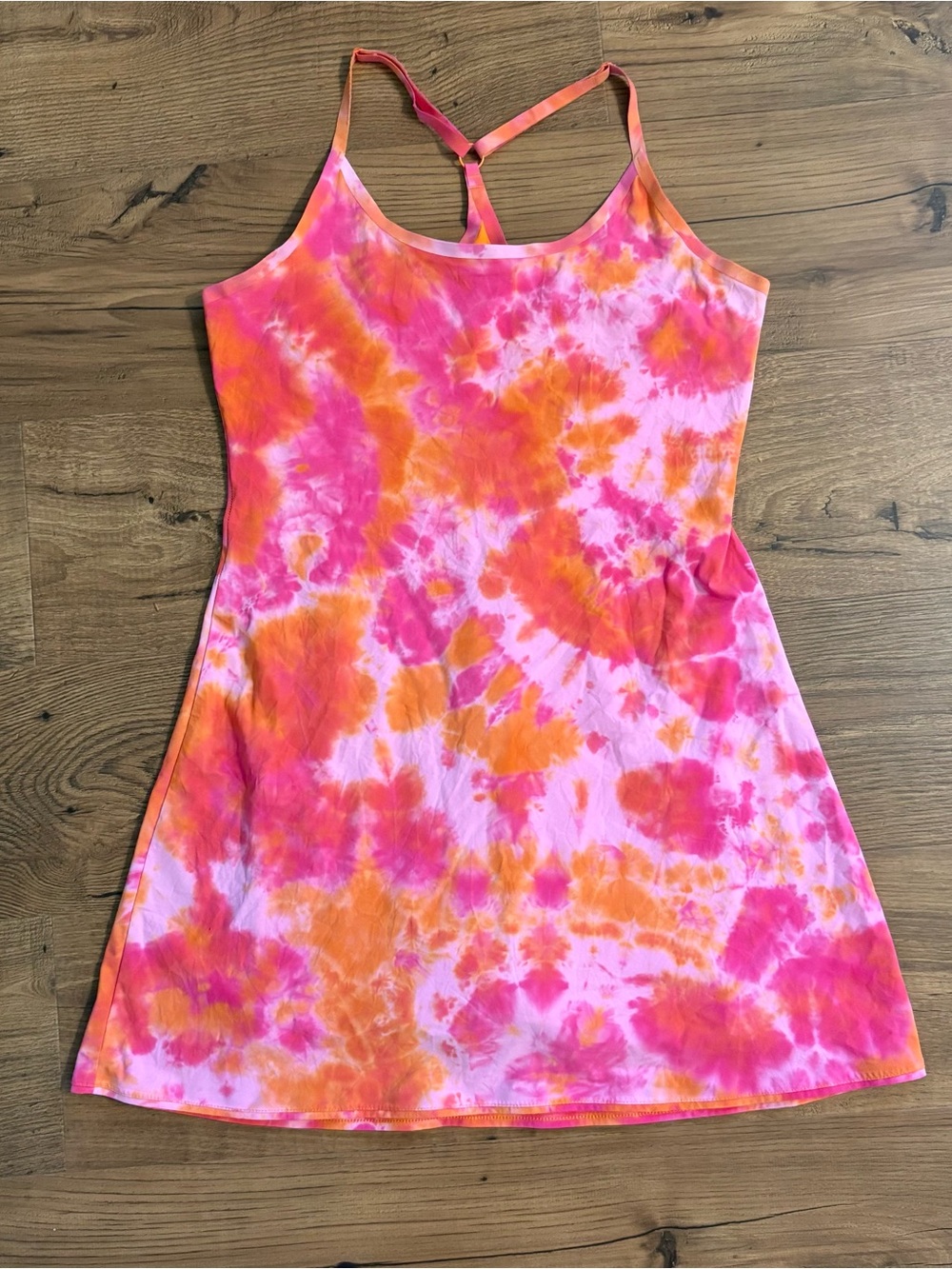 Outdoor Voices Tie-Dye Racerback Exercise Dress in Pink & Orange